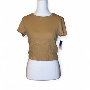 Abound Tan Structured Short Sleeve Top – Size M-NWT